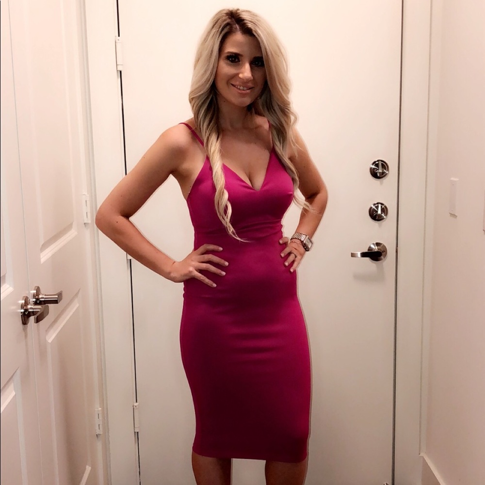 Magenta midi dress